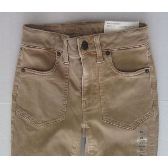 American Eagle Womens Sz 00 Lt. Brown Ne(x)t Level Stretch Hi-Rise Jegging Jeans - Picture 3 of 9